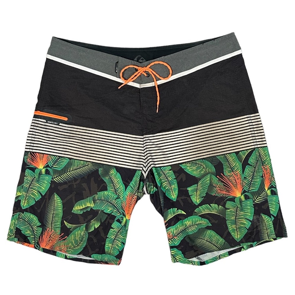 Quiksilver Mens Board Shorts Multicolor Multi Print Drawstring Pockets 36